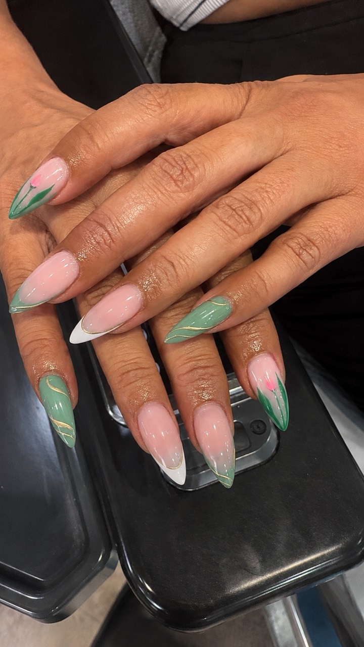Sage green French tips